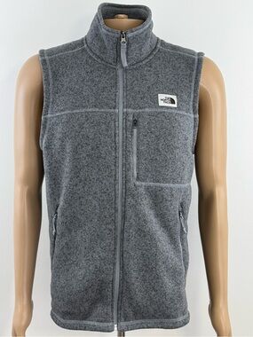 The North Face Men’s Gray Fleece Vest with Zip Pockets, Size Medium
